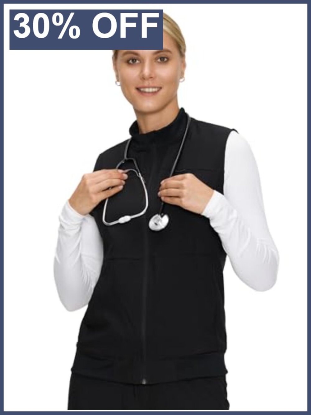 Scrubs Vest for Women Nurse Healthcare 3 Pockets Slim Fit Medical